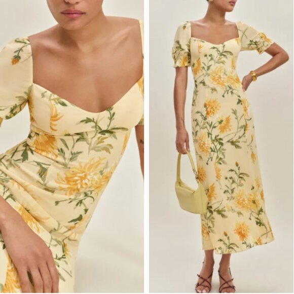 Reformation Dresses & Skirts - Reformation Gloria Midi Dress Size 2 Honeyglow Yellow Floral